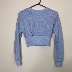 Cider Cropped Sweatshirt Womens XS Light Gray Ruched Long Sleeve
